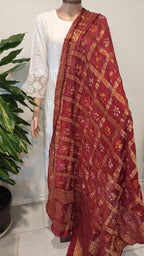 Hand Printed Jacquard Silk Dupatta: Indian Wedding Favor Scarf