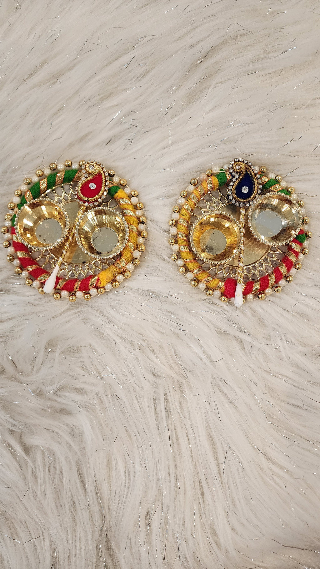 Handcrafted Multicolor Haldi Kumkum Plate: Pooja Favor with Stick