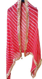 Bandhej Art Silk Dupatta: Rajasthani Gota Work, Latkan Wedding Favor.