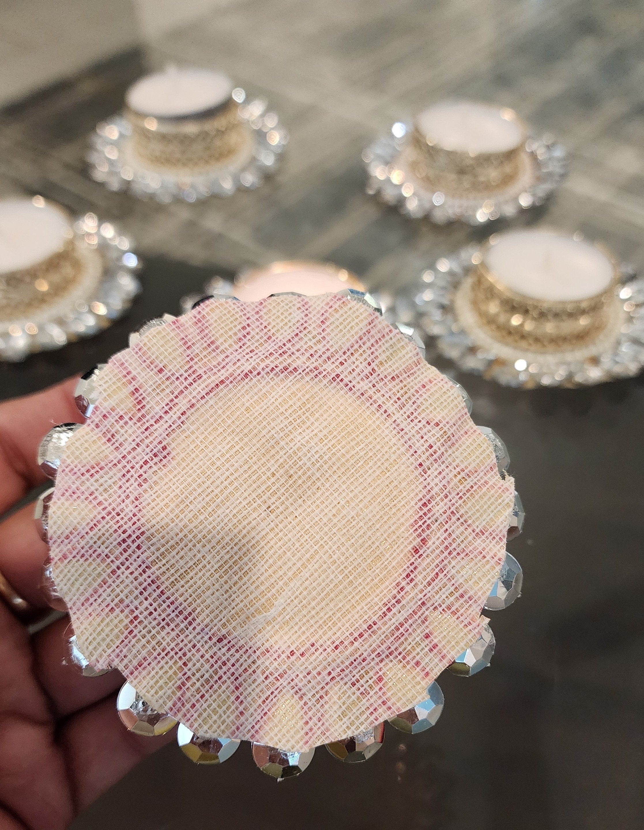 Silver Stone Tea Light Holder: Diwali Pooja Decor, Wedding Favor