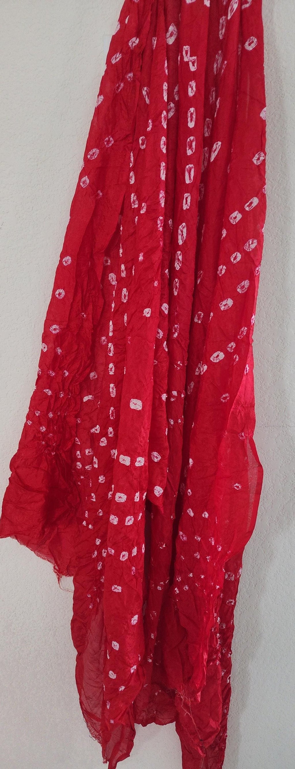 Bandhani Dupatta: Rajasthani Art Silk Tie Dye Scarf, Wedding Favor