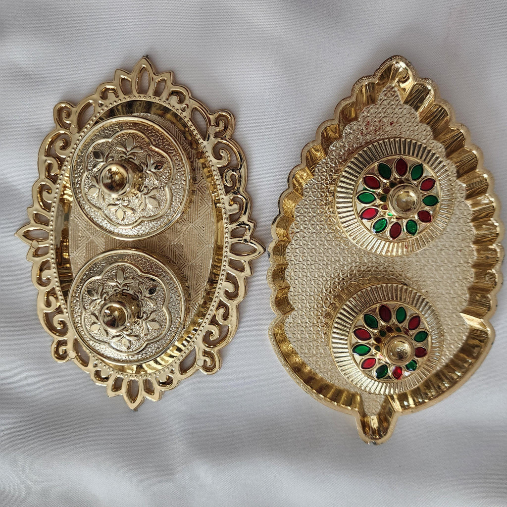 Haldi Kumkum Handmade Decorative Plates: Vermilion Holder Pooja Thali, Mehndi Decoration.