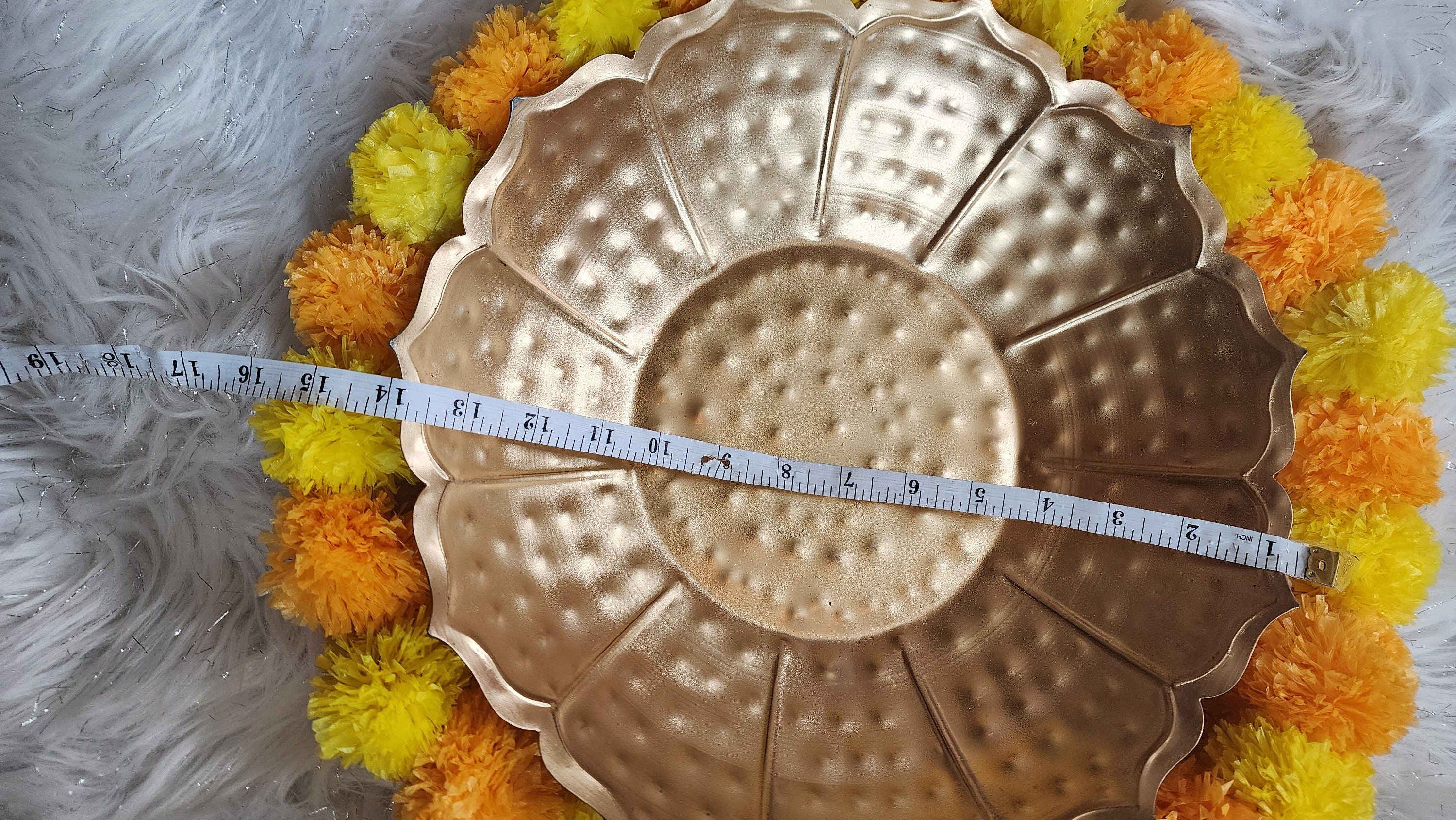 Golden Lotus Urli Bowl Hendmade Metal Floating Flower & Candle Holder.