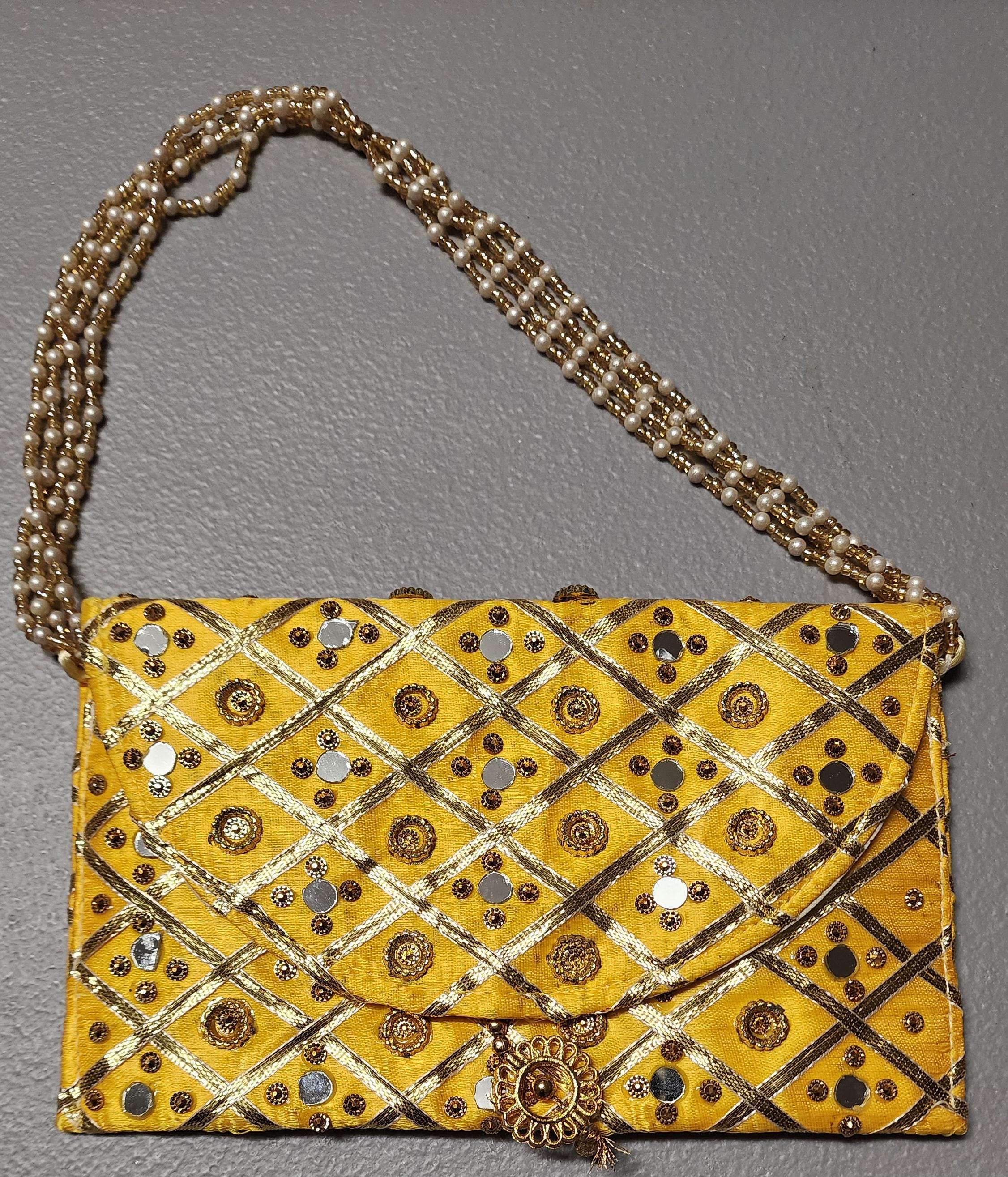 Mirror Work Clutch Purse: Indian Wedding Favor Gift Bag