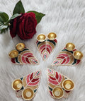 Handcrafted Beaded Leaf Haldi Kumkum Plate: Diwali Pooja Gift