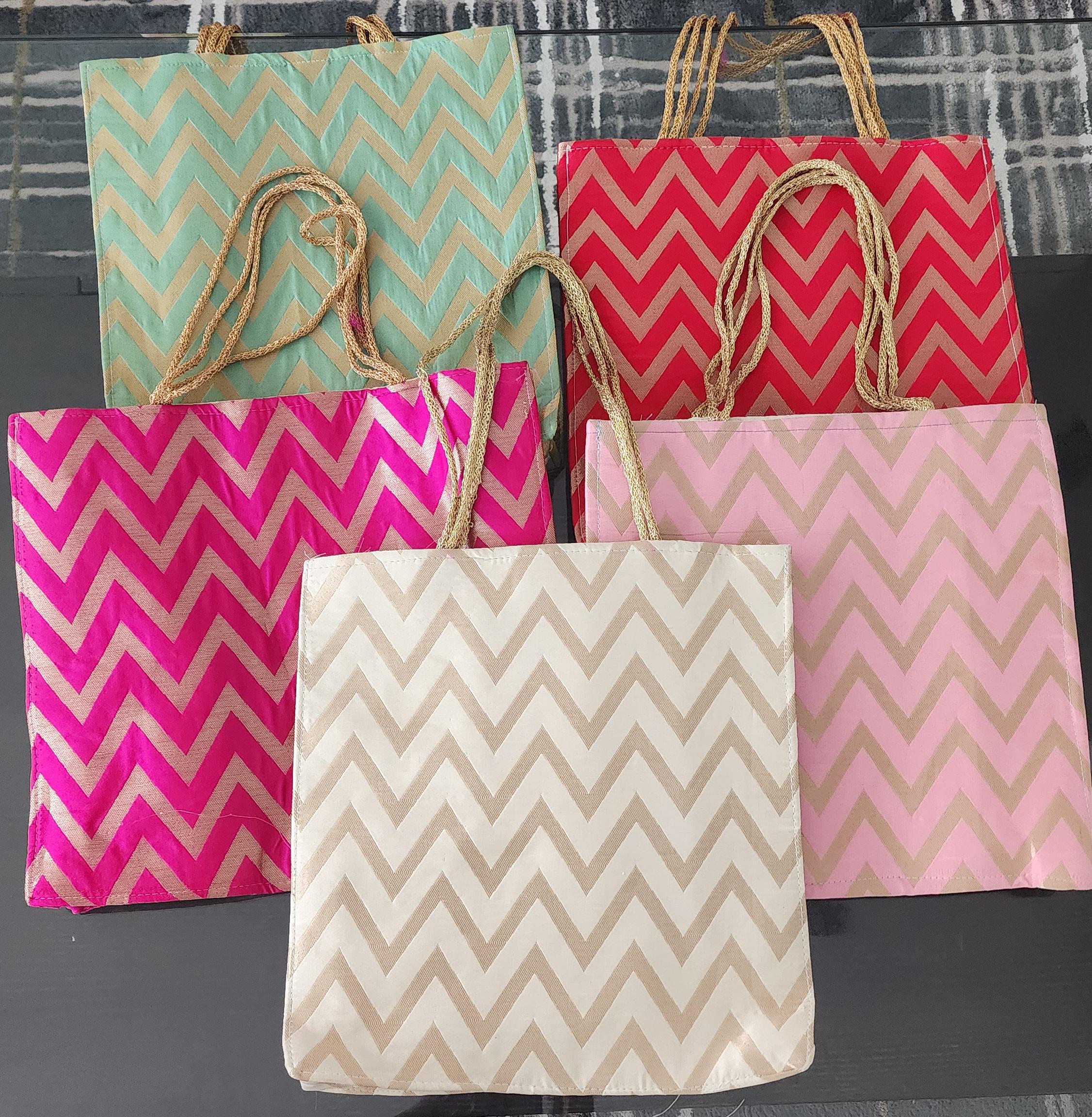 Zig Zag Silk Favor Bag: Gota Trim, Indian Wedding Return Gift