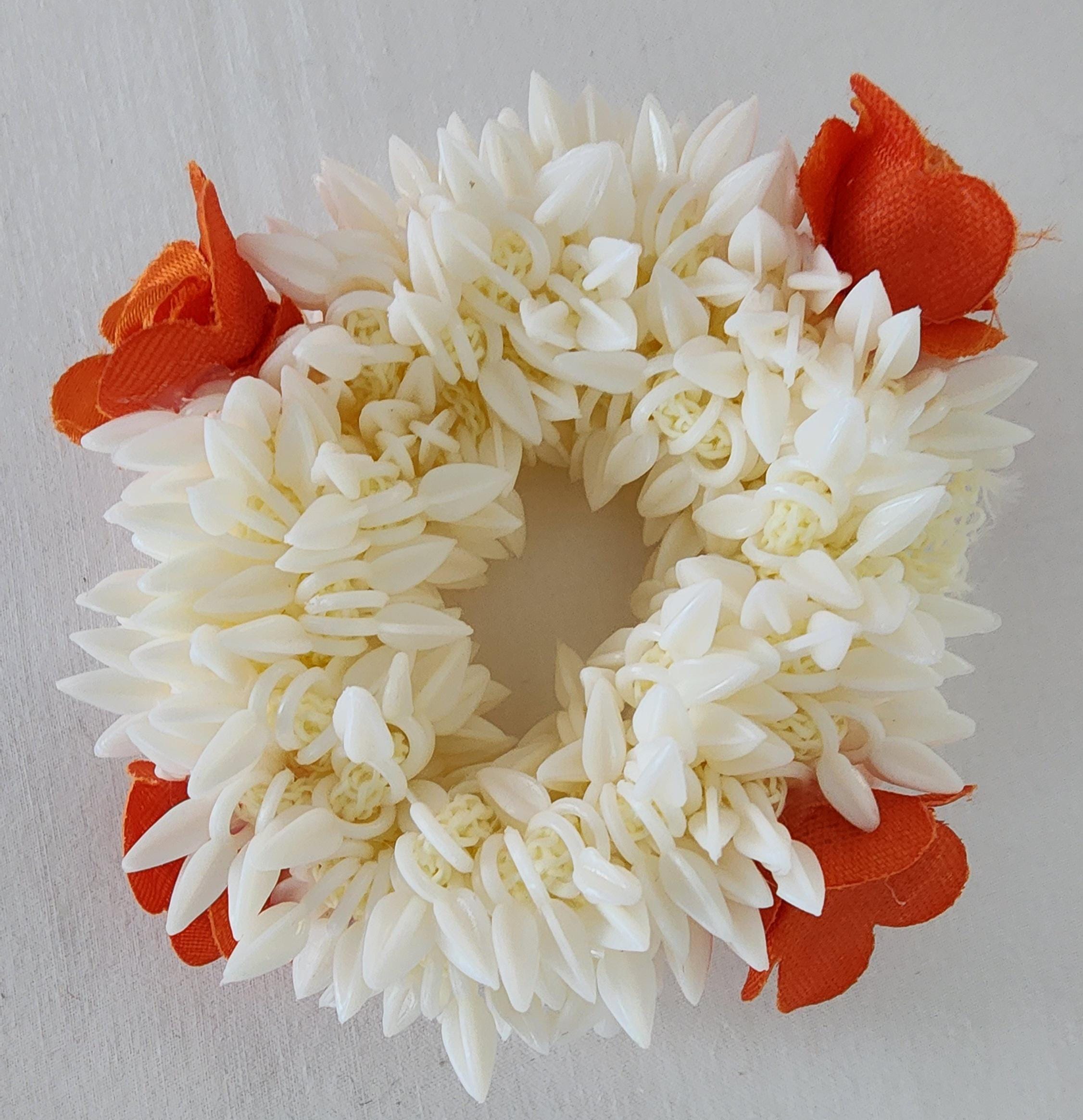 White Jasmine Artificial Flower Gajra: Indian Wedding Hair Accessory