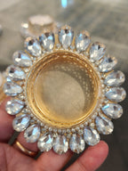 Silver Stone Tea Light Holder: Diwali Pooja Decor, Wedding Favor