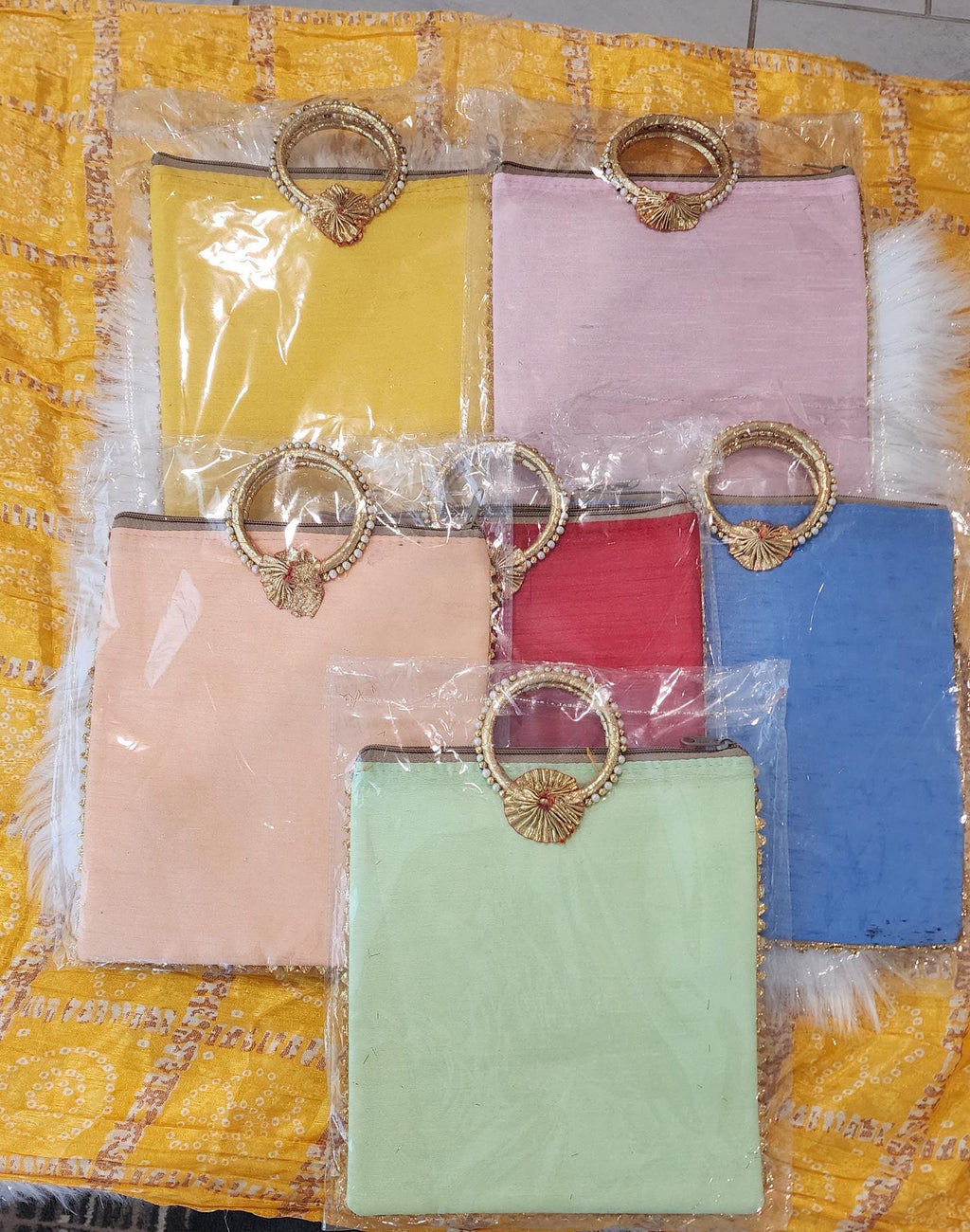 Silk Potli Favor Bags - Haldi Mehndi Wedding Return Gift.
