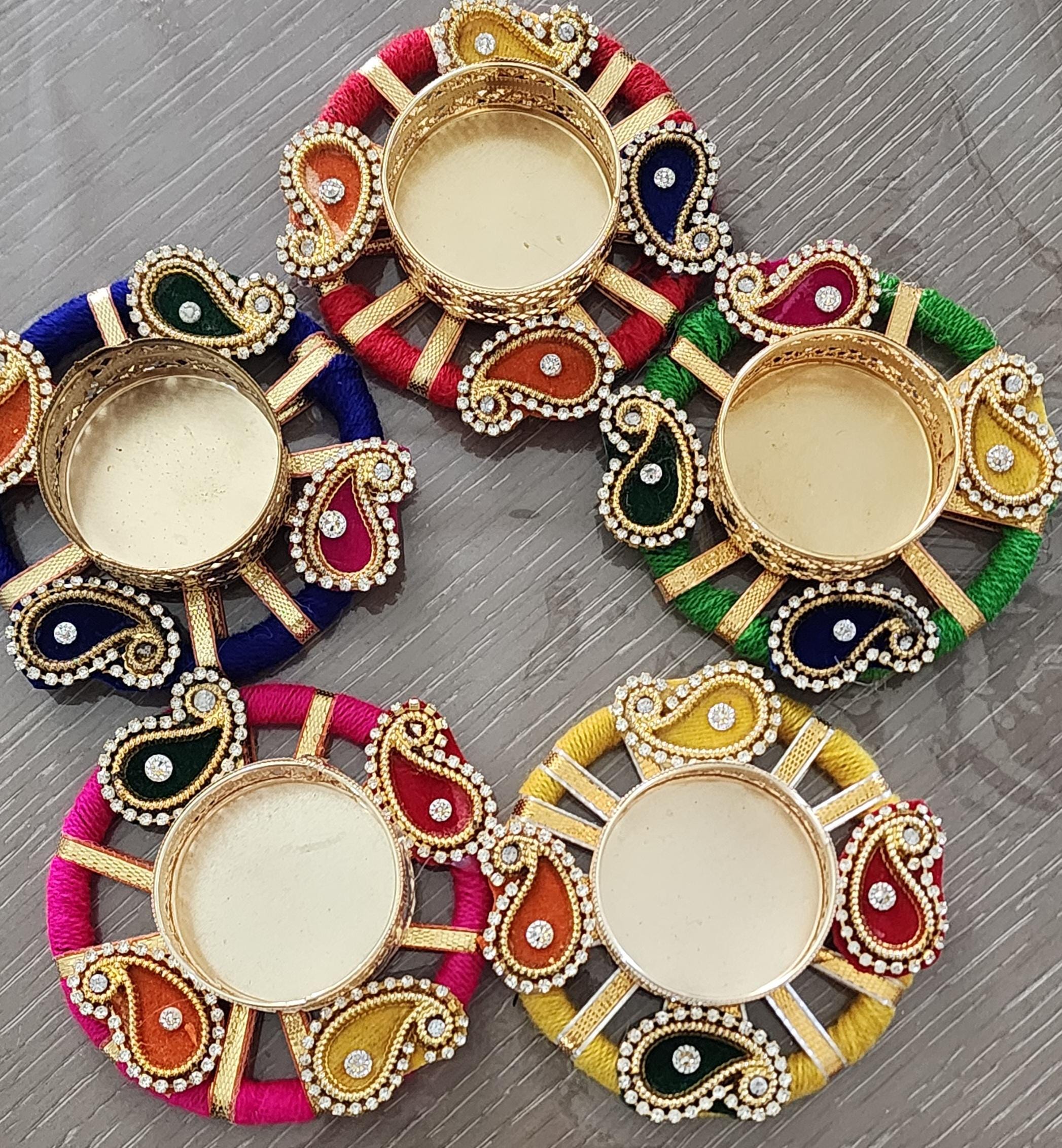 Handcrafted Multi-Color Tea Light Holder: Diwali Home Decor