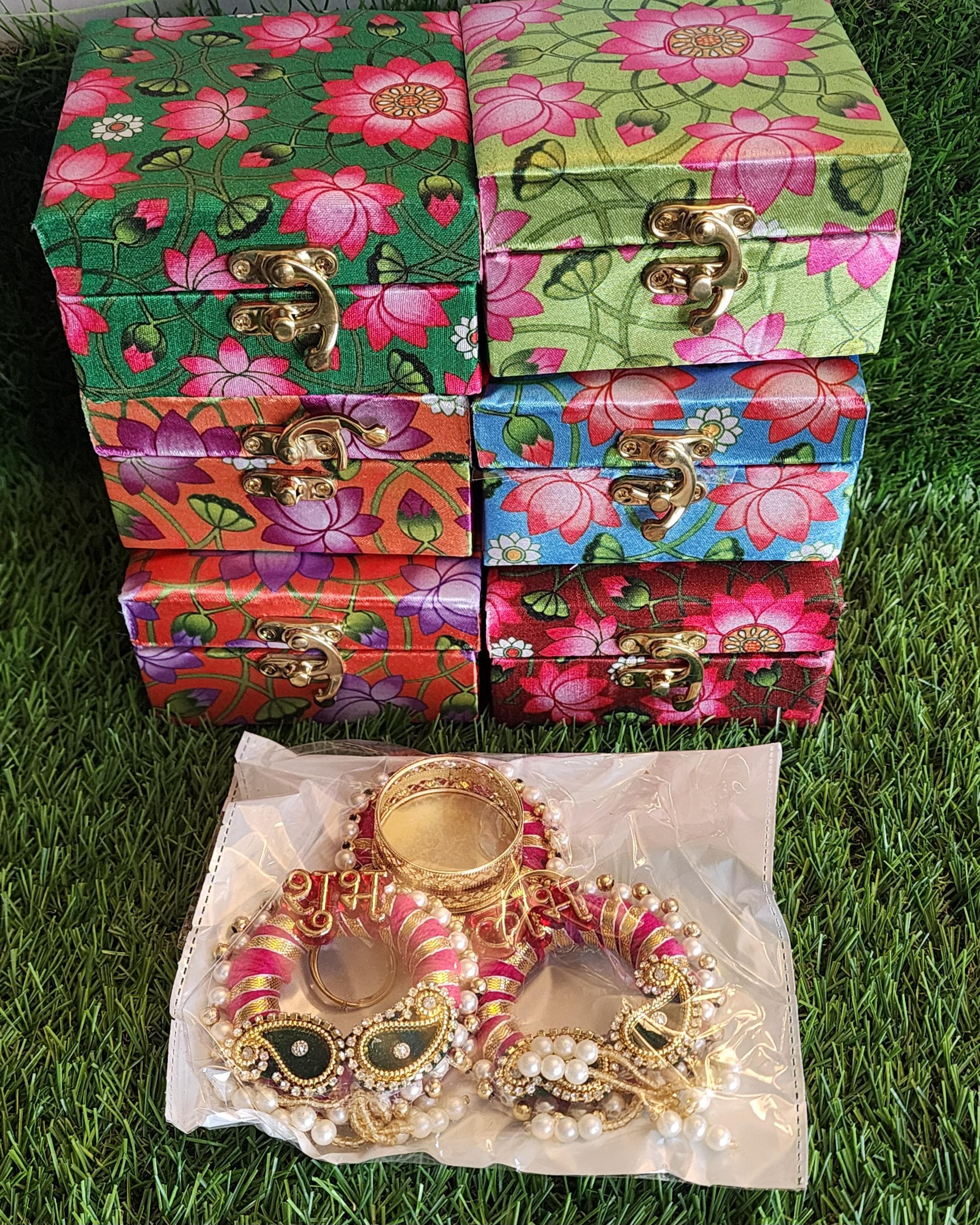 Pichwai Print Handmade Tea Light Holder Gift Box: Diwali Favor, Pooja Decor.