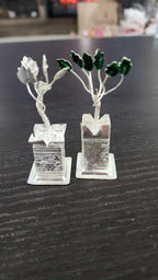 German Silver Tulsi Plant with organza Potli Bag: Diwali Pooja Gift.