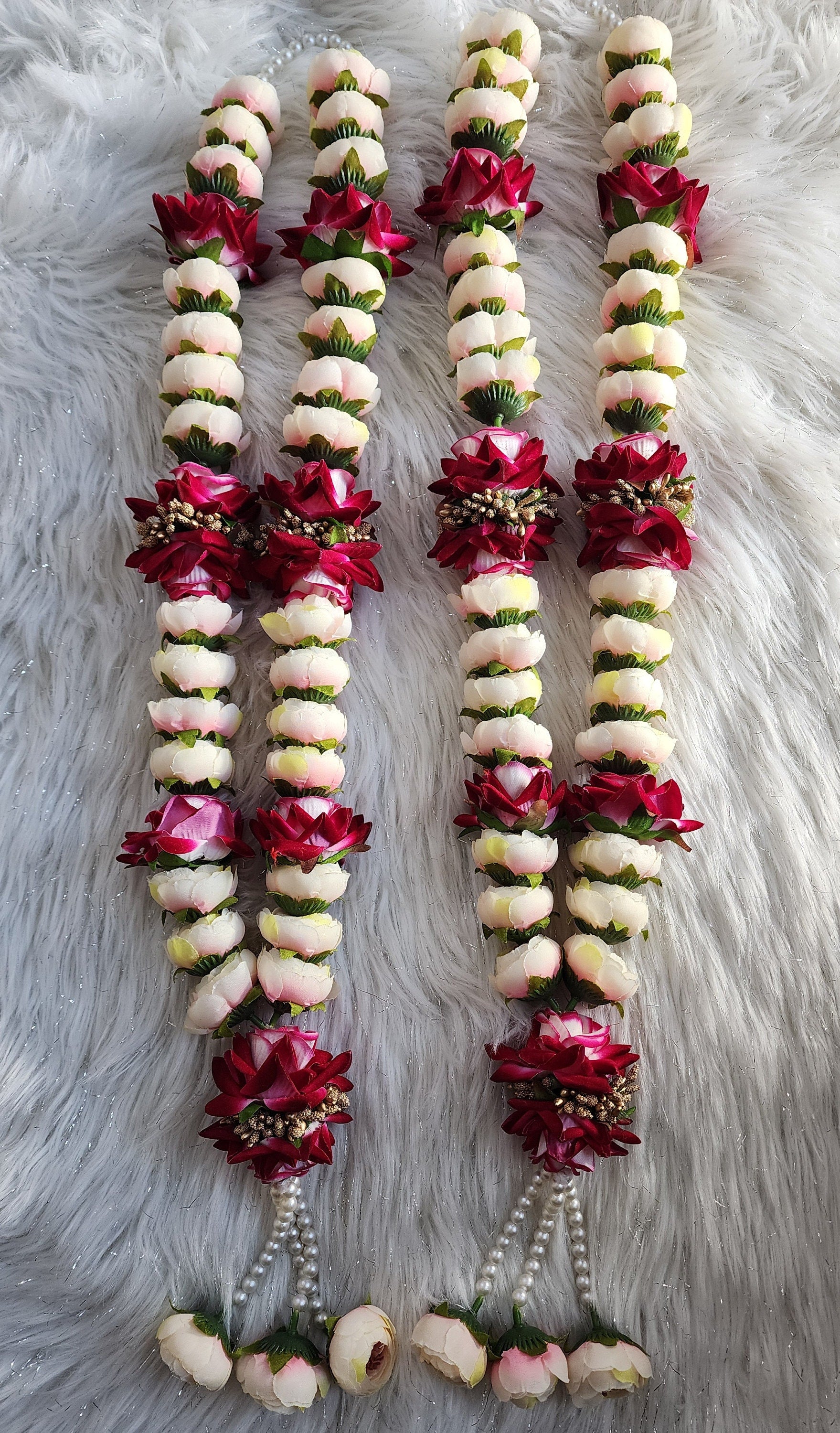Artificial Flower Handmade Wedding Mala: Bride and Groom Garlands - Pack of 2