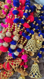 Pom Pom Garland with Gold Bells: Indian Wedding Mehndi Diwali Decor