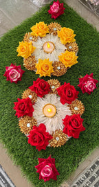 Lotus Tealight Candle Holder Rangoli: Diwali Festive Decor