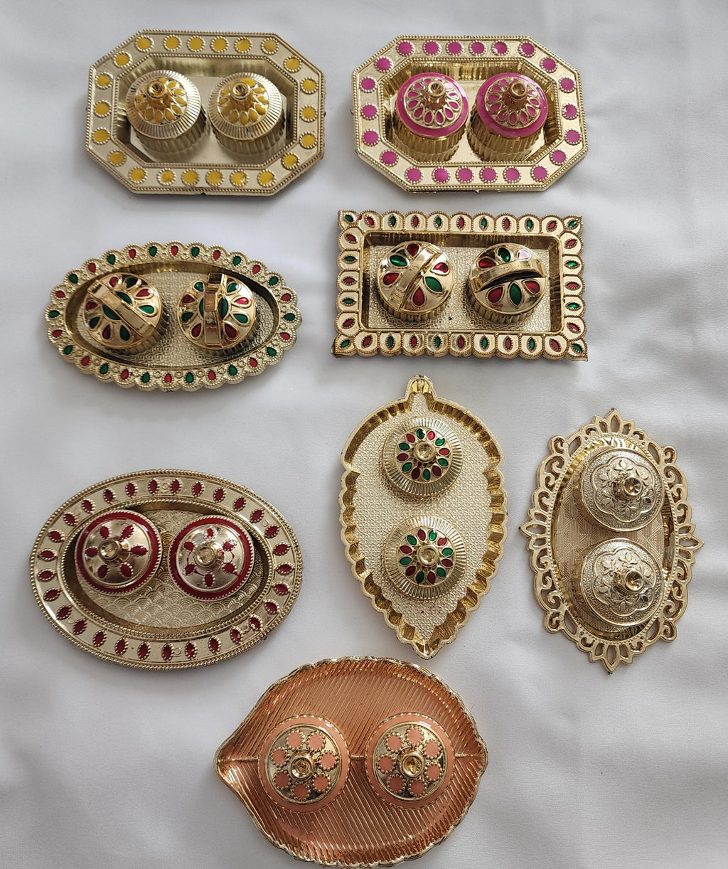 Haldi Kumkum Handmade Decorative Plates: Vermilion Holder Pooja Thali, Mehndi Decoration.