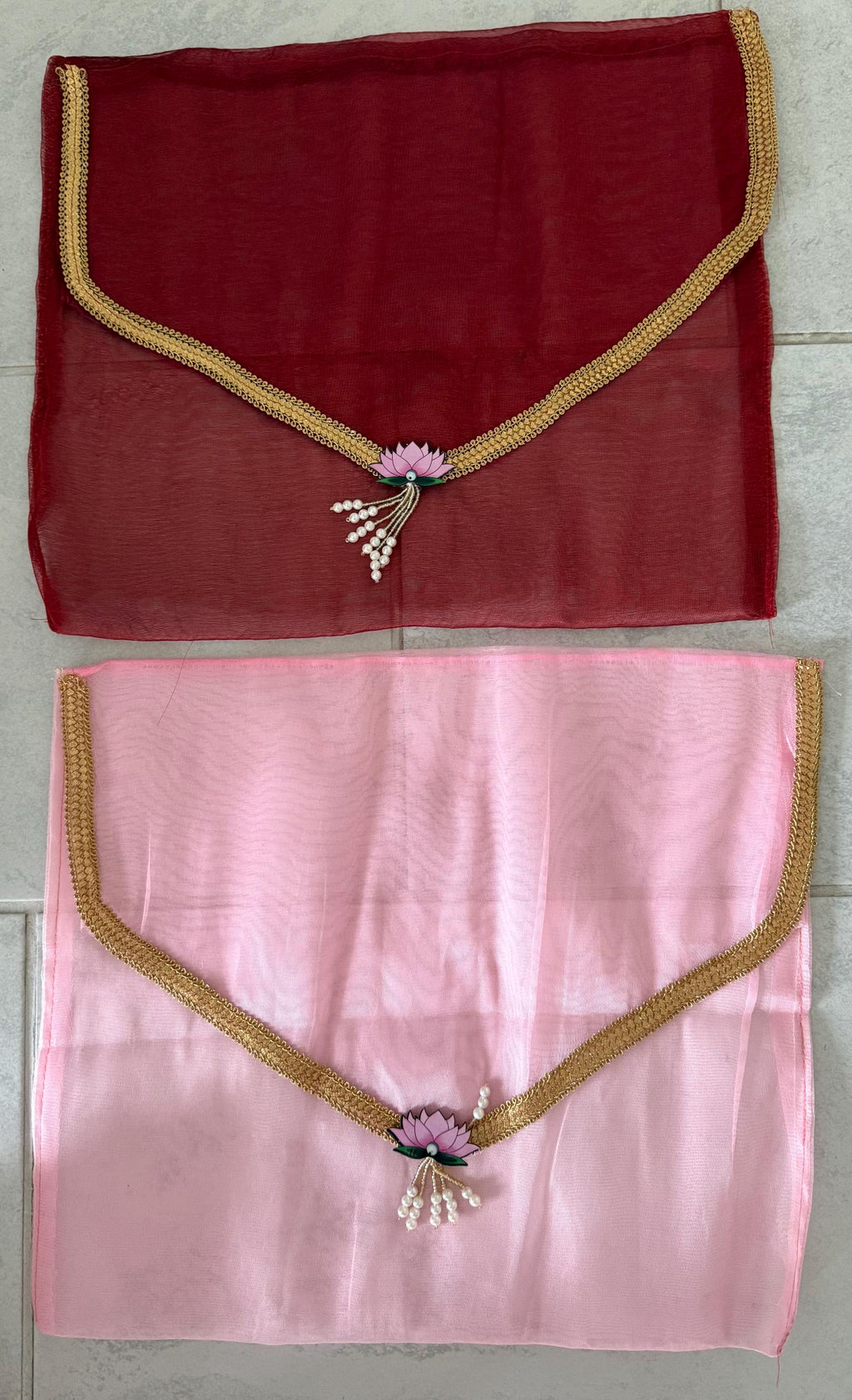 Organza Handmade Saree Cover: Indian Wedding Favor Gift Bag (16x14 inches)