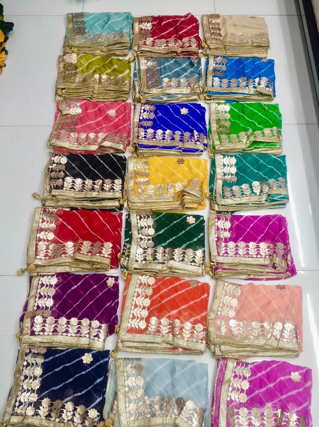 Rajasthani Lahariya Chiffon Dupatta: Lace & Latkan Wedding Scarf