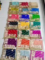 Rajasthani Lahariya Chiffon Dupatta: Lace & Latkan Wedding Scarf