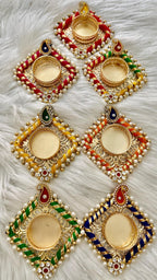 Kundan Tea Light Holder Wedding Favors: Diwali Pooja Candle Holders.
