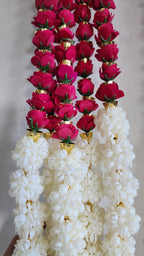 Mogra Bell Garland: White & Gold Fluffy String, Haldi Mehndi Decor (Pack of 5)