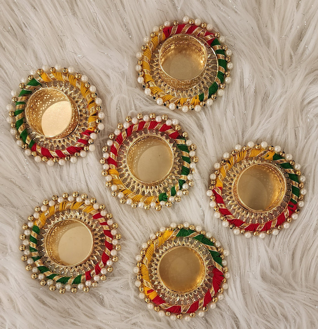 Handcrafted Multi Color Tea Light Candle Holder: Diwali Gift