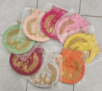 Embroidered Silk Peacock Print Potli Bag: Indian Wedding Favor, Henna Party Gift