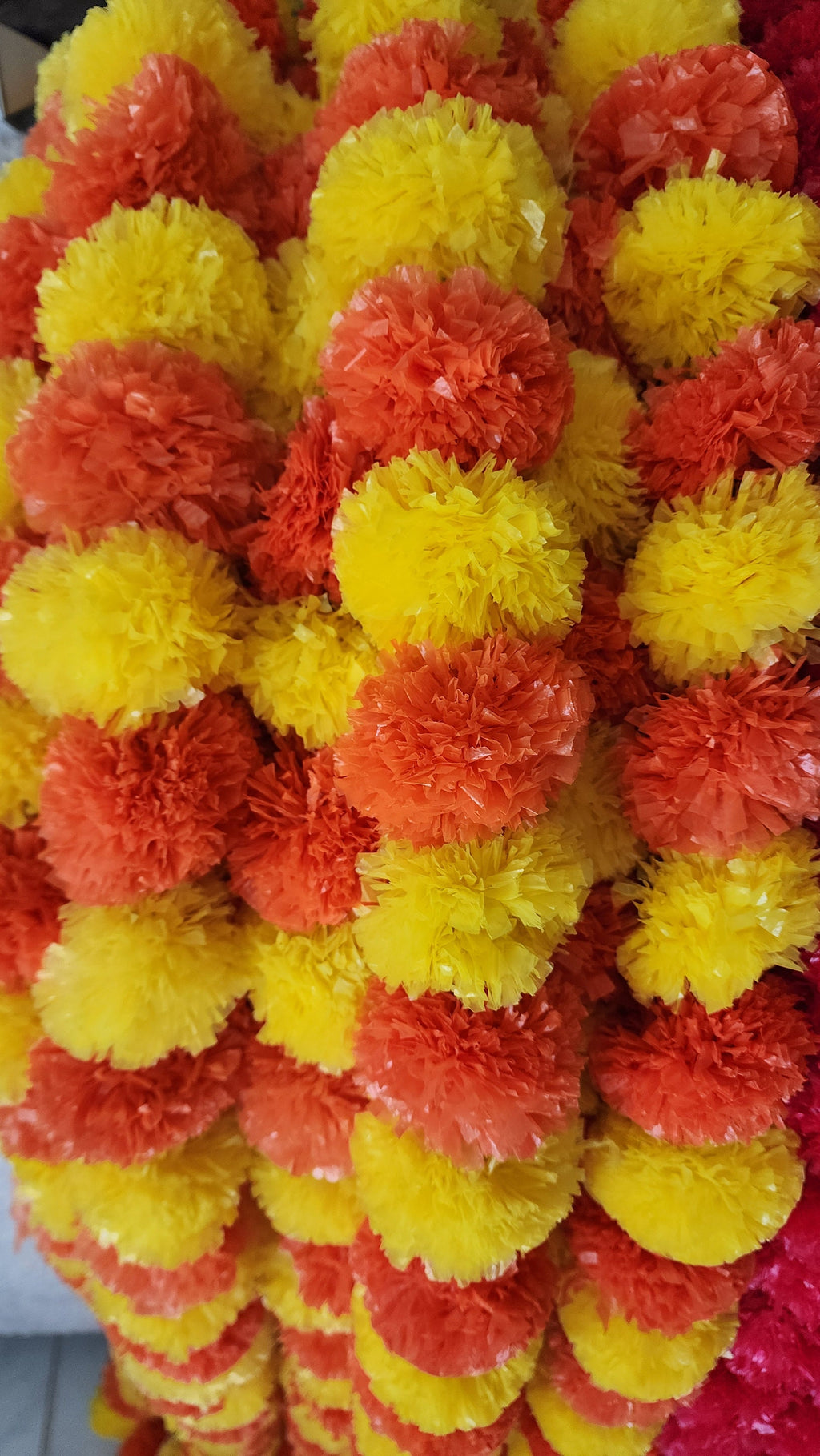 Artificial Marigold Garlands: Colorful Flower Mala, 4.5Foot Hangings