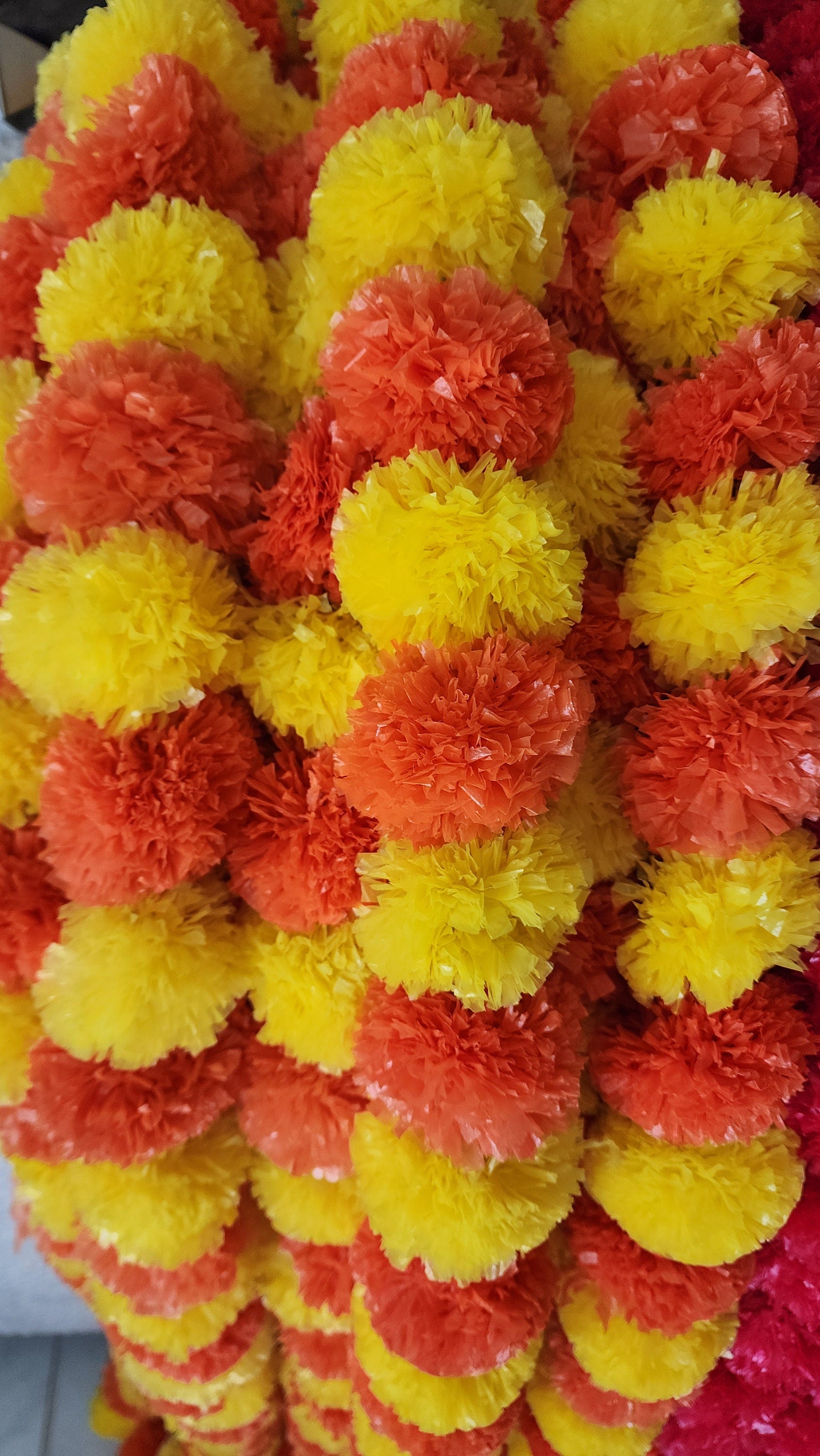 Artificial Marigold Garlands: Colorful Flower Mala, 4.5Foot Hangings