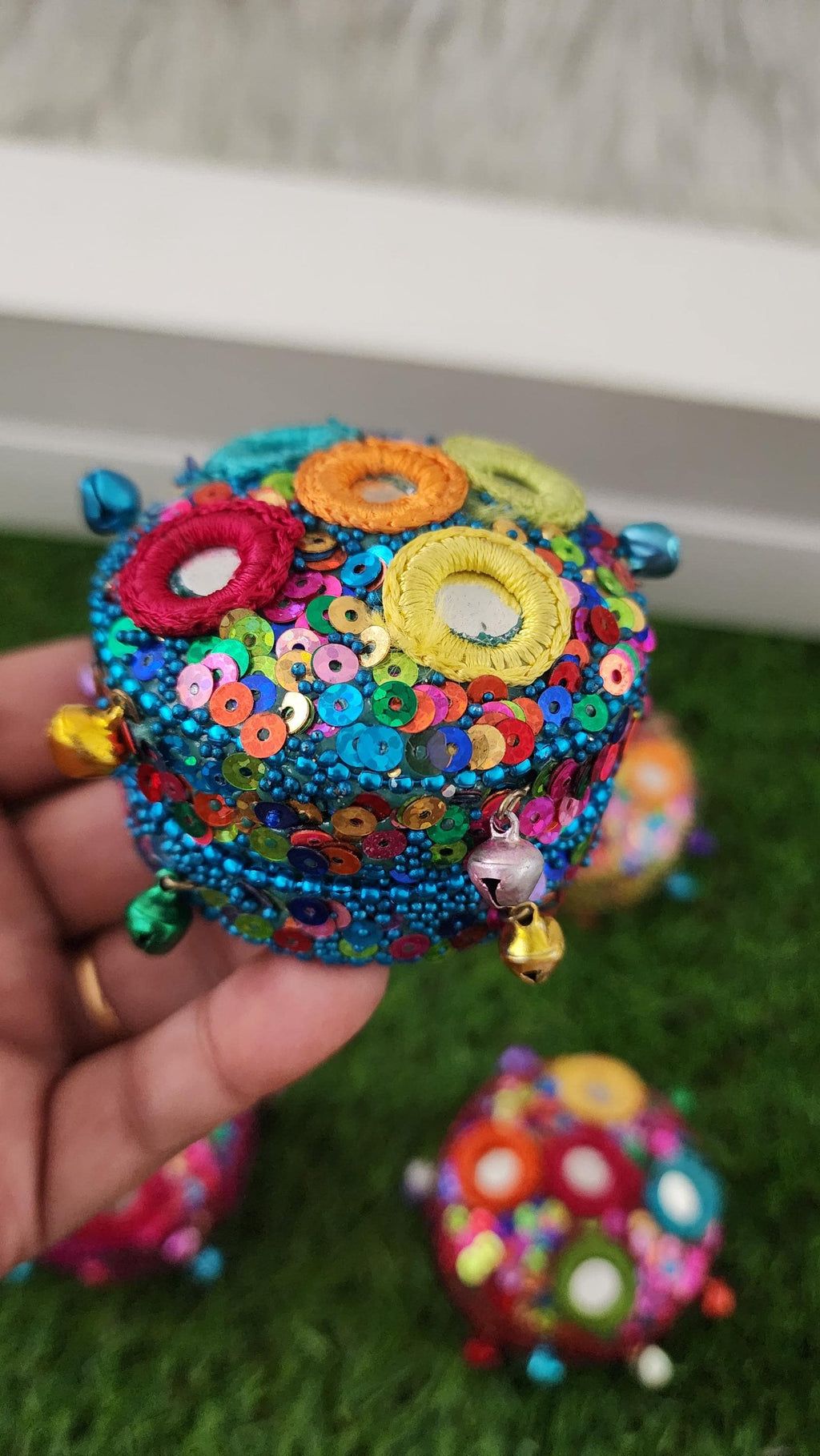 Haldi Kumkum Holder Set: Handcrafted Beaded Wedding Favor Boxes