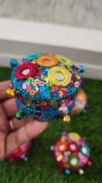 Haldi Kumkum Holder Set: Handcrafted Beaded Wedding Favor Boxes