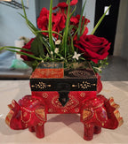 Handcrafted Wooden Elephant Trinket Box: Boho Indian Decor (5x5x5 inch)