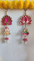 Lotus Ganesh Lakshmi Hanging: Diwali Mandir Decor.