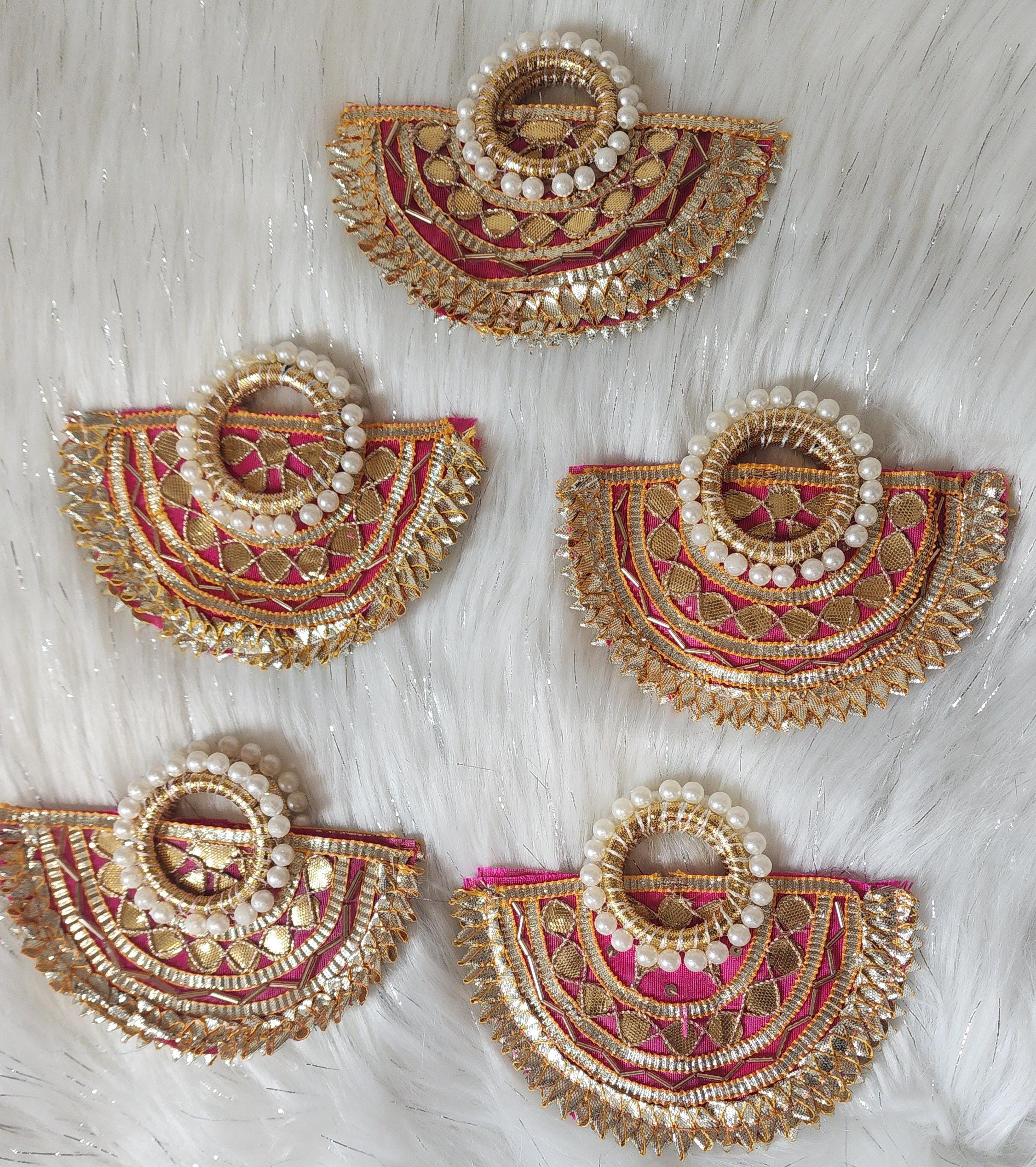 Handcrafted Lotus Coin Pouch: Colorful Gotta Patti Jewelry Gift