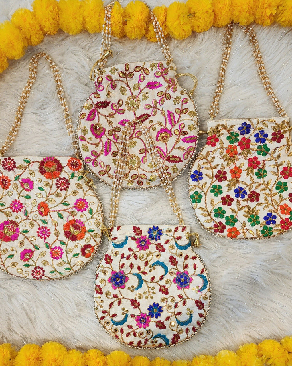 Embroidered Potli Bags - Indian Wedding Favor Bags.