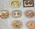 Haldi Kumkum Decorative Plates: Vermilion Holder Pooja Thali, Mehndi Decoration.