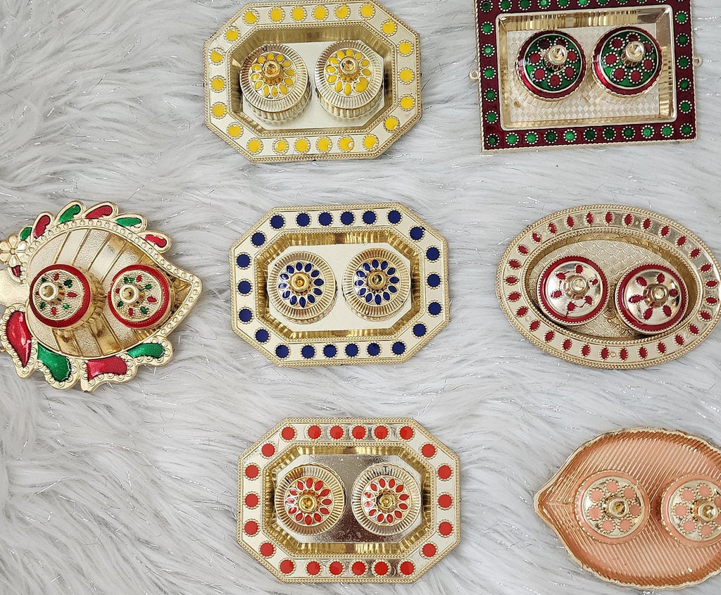 Haldi Kumkum Handmade Decorative Plates: Vermilion Holder Pooja Thali, Mehndi Decoration.