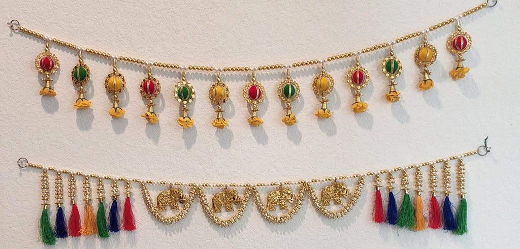 Handmade Silk Toran: Indian Wedding Door Hanging, Home Decor (36 x 5 inch)