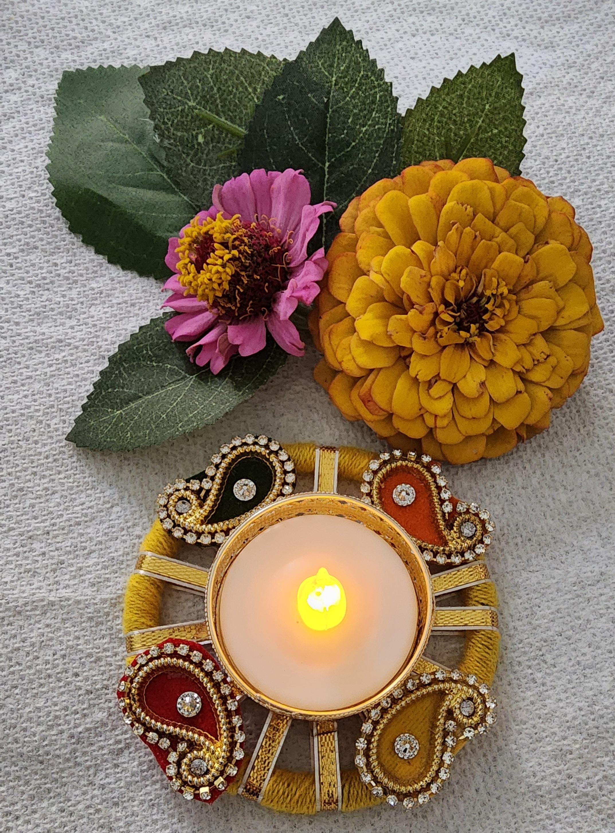 Handcrafted Multi-Color Tea Light Holder: Diwali Home Decor