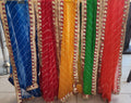 Bandhej Art Silk Dupatta: Rajasthani Gota Work, Latkan Wedding Favor.