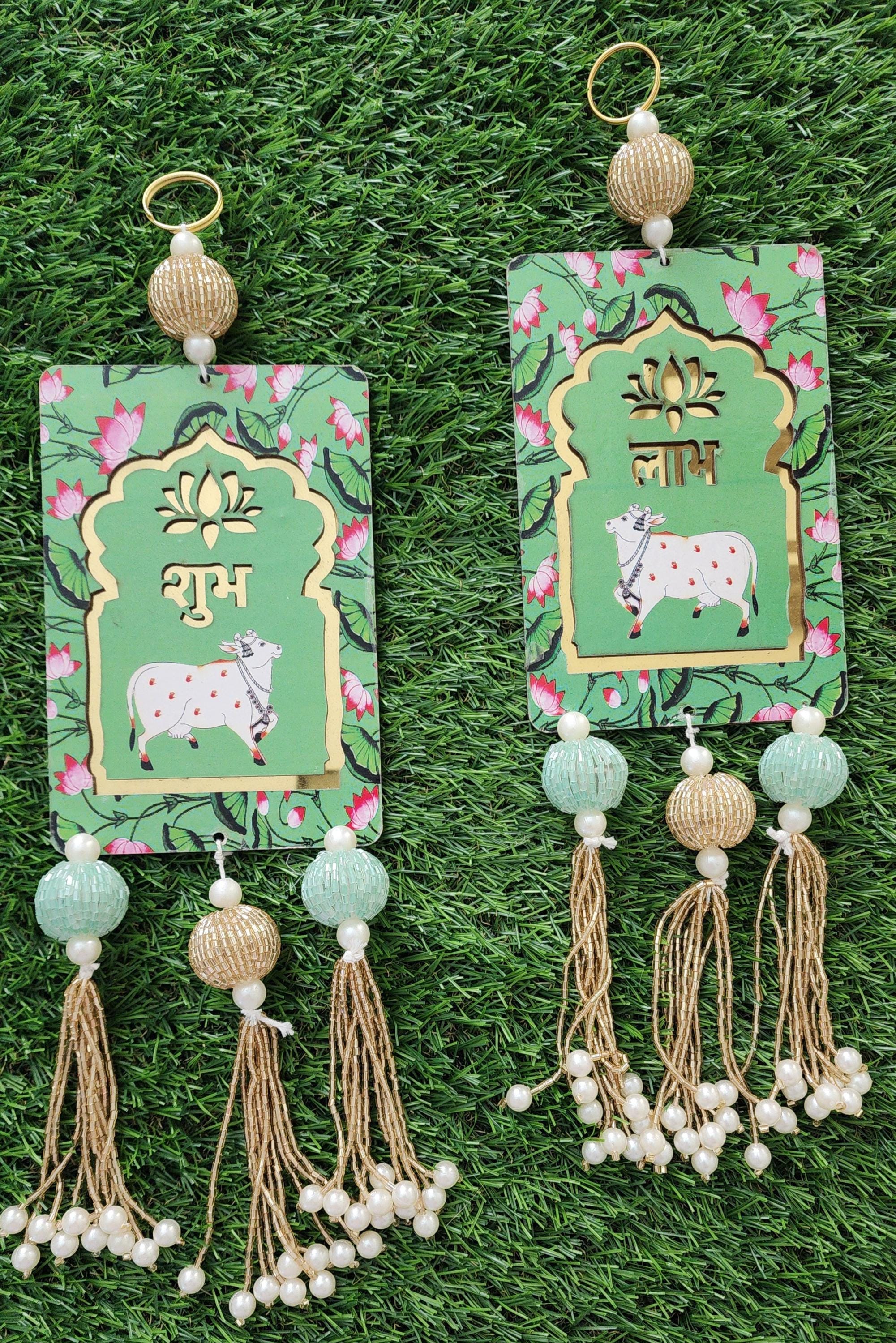 Cow Shubh Labh Door Hanging: Diwali Indian Wedding Decor