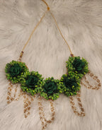 Floral Haldi Mehandi Jewelry Set: Indian Wedding Sangeet Accessories