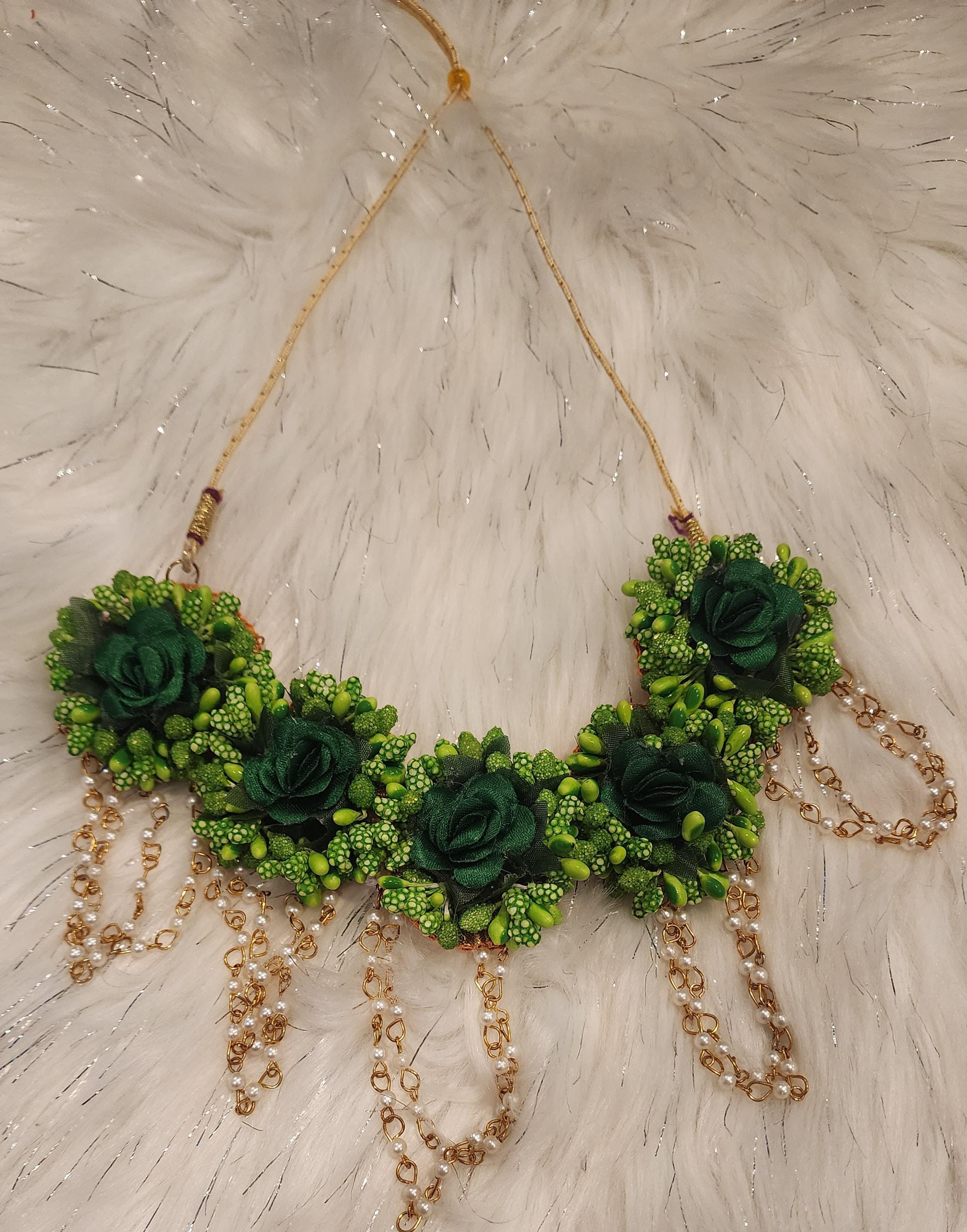 Floral Haldi Mehandi Jewelry Set: Indian Wedding Sangeet Accessories