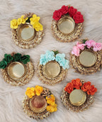 Floral Tea Light Holder: Indian Diwali Pooja Decoration, Wedding Favor