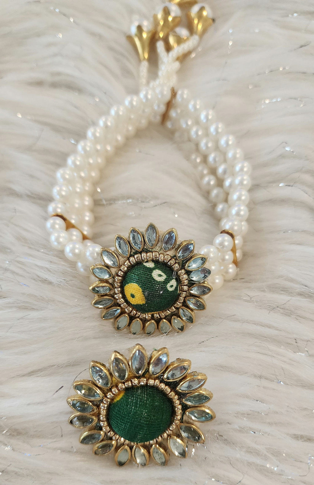 Bandhani Print Bracelet Ring Set: Sangeet Wedding Party Favors Navratri Gifts