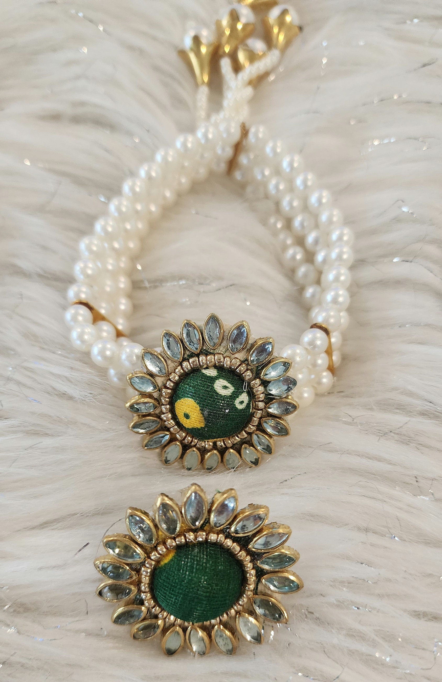 Bandhani Print Bracelet Ring Set: Sangeet Wedding Party Favors Navratri Gifts