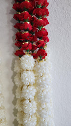 Mogra Bell Garland: White & Gold Fluffy String, Haldi Mehndi Decor (Pack of 5)