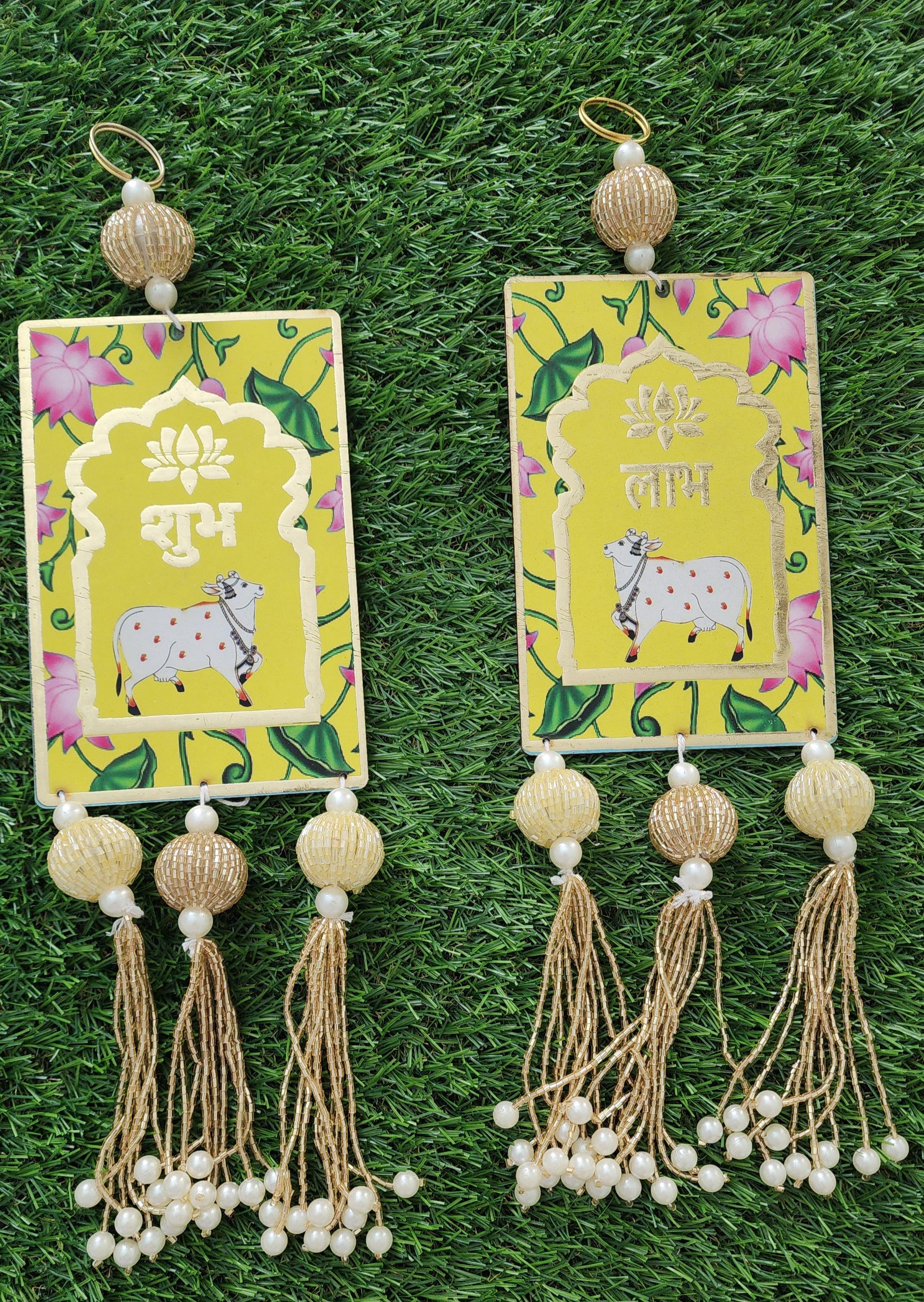 Cow Shubh Labh Door Hanging: Diwali Indian Wedding Decor