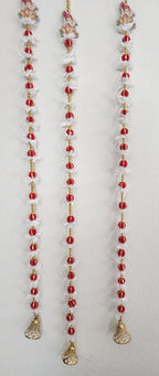 Ganpati Garland: Golden Pearls, Red Buds, Indian Wedding Decor (45/50 inch)