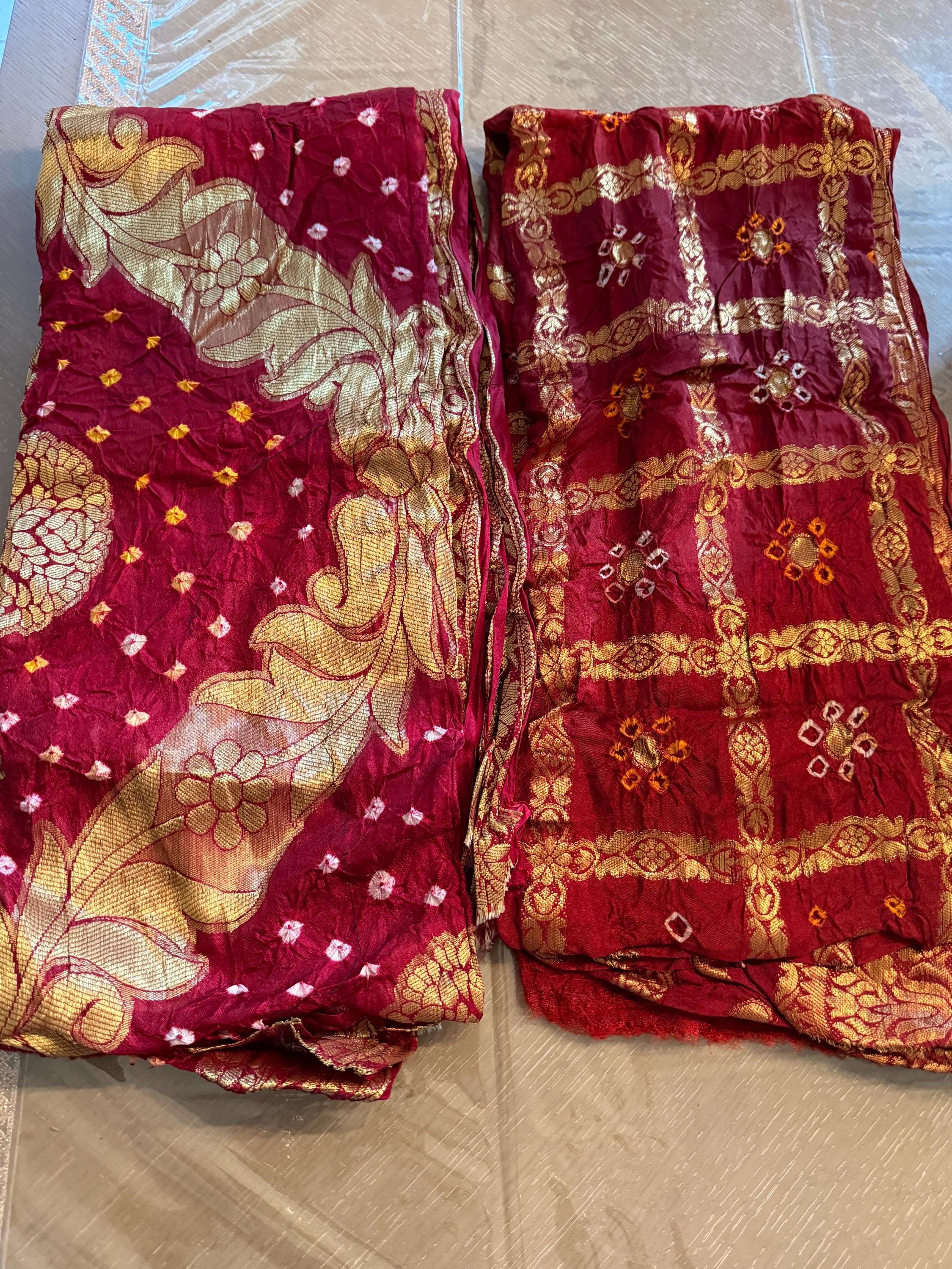 Hand Printed Jacquard Silk Dupatta: Banarsi Print Wedding Favor